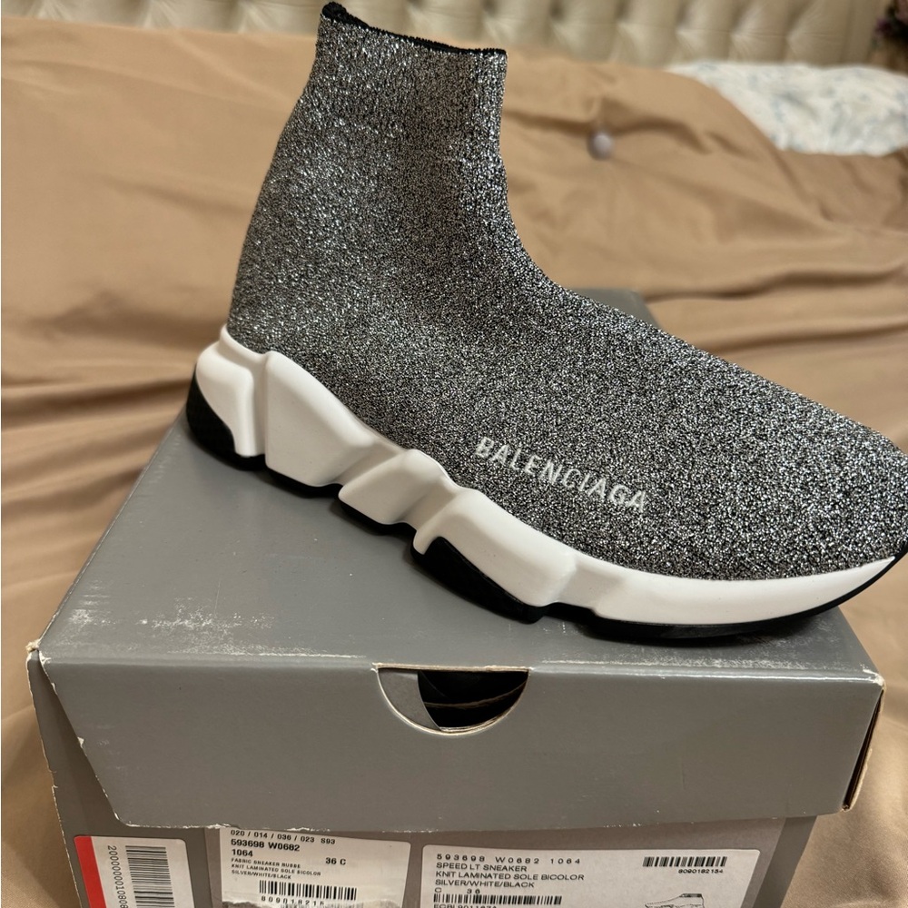 Balenciaga Gray Knit Sneakers